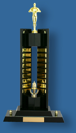 Perpetual Trophy Timber stand with gold plates