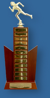 Perpetual Trophy LAA10t Deco inspired walnut timber riser with gold engraving plates