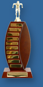 Perpetual Trophy LCR25t Walnut timber curved wing with gold engraving plates