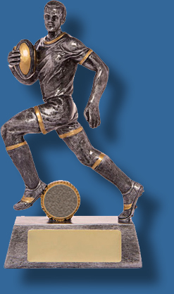 Rugby Trophy Male Resin. All Action Hero Series. Can be engraved.