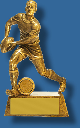 Rugby Trophy Male Resin. Show & Go Series. Gold figure. Engravable.