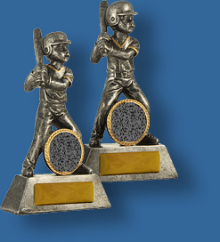 Silver male and female Baseball figures