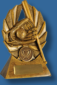 Baseball glove and bat trophy