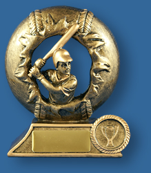 Gold wreath and Baseball figure award