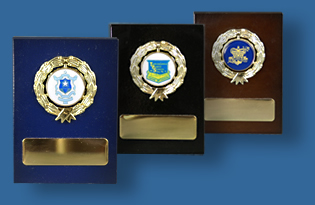 Timber fress standing awards with school logo