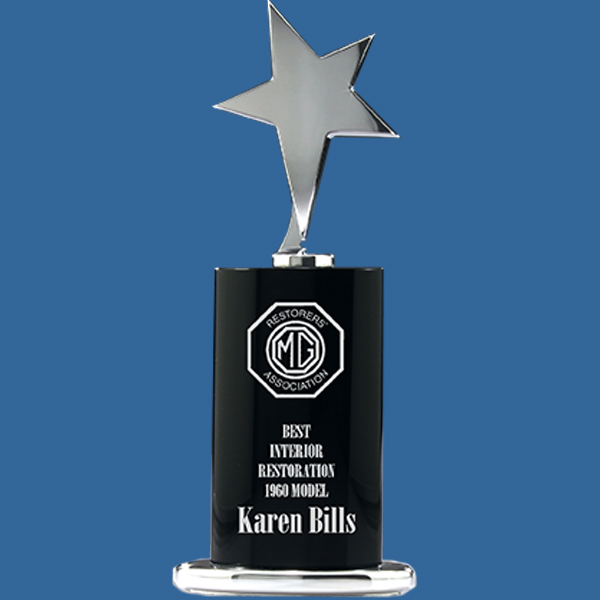 YJ219_t Black Crystal with Chrome Star Tower Award