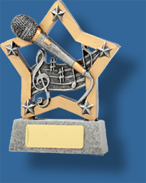 Music Trophy Generic Resin. Mini Star Series.Gold star microphone Music trophy