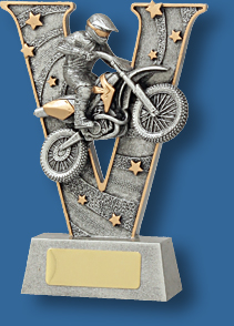 Motor Sports Trophy Generic Resin. Motorcross V-Series. Silver motor cross bike Motor Sports trophy