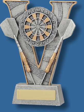 Silver victory Darts and board trophy