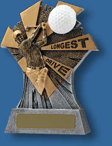 Gold longest drive Golf trophy