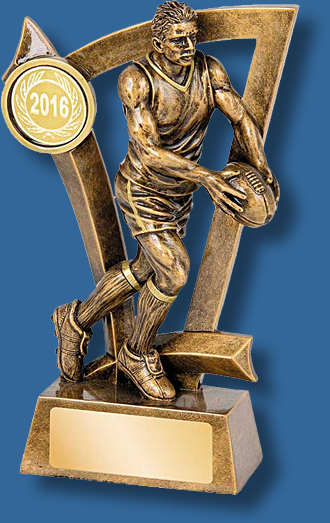 Gold Aussie Rules action figure kicker trophy