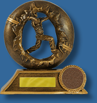 595-1BOW_e Break-thru Series Bowler Resin Cricket Trophy