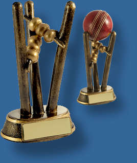 Gold Cricket stumps trophy