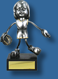 Silver female stylised Basketball figure trophy