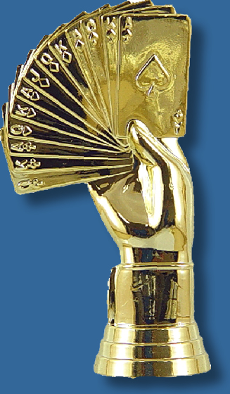 Gold hand of Cards figurine on base of choice