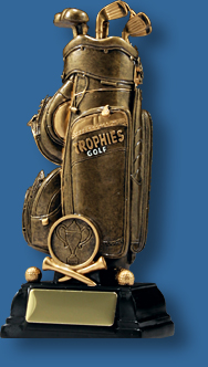 Gold Golf bag trophy