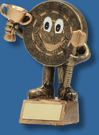 Gold smiley face Darts trophy