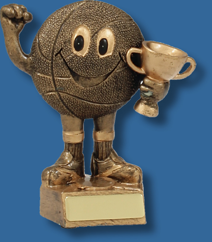 Gold smiley face Basketball and cup trophy