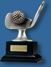 Mounted silver Golf iron on base trophy