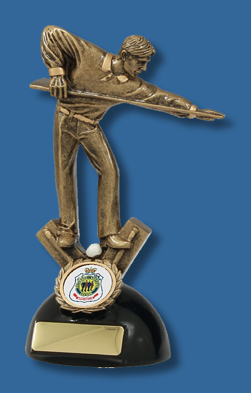 Gold action Snooker player trophy
