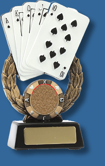 Black and white hand of Cards trophy