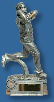 Silver Cricket bowler action figure award