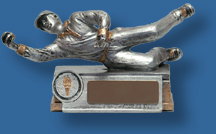 Silver Cricket fielder figure trophy