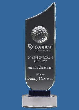 GG527_t Sabre Blue Series Glass Golf Trophy