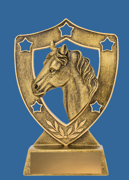 13_35t Gold Shield Series Equestrian Resin Trophy