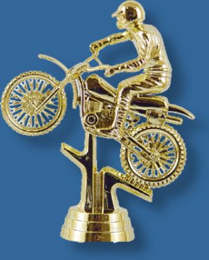 Gold motocross trophy figurine