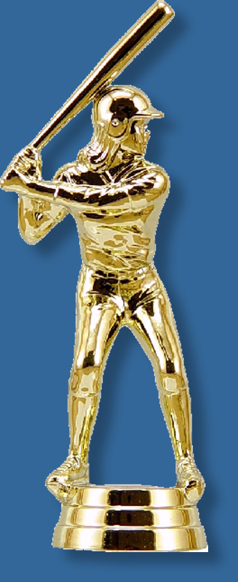 Softball batter trophy figurine, bright shiny gold, attaches to most bases