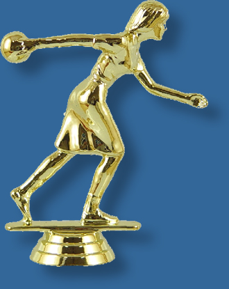 Female tenpin bowler, bowling the ball, bright gold colour, attaches to most bases