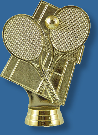 Tennis trophy gold theme, bright gold colour, attaches to most bases