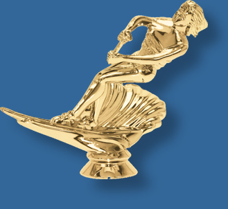 Female water skiing figure in bright gold plastic, attaches to most bases