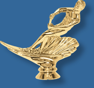 Male water skiing figure in bright gold colour, attaches to most bases