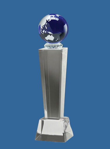 BG142_t Blue Globe Crystal Award Trophy