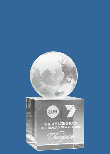CN00_t Globe Clear Crystal Award Trophy (80mm Thick)