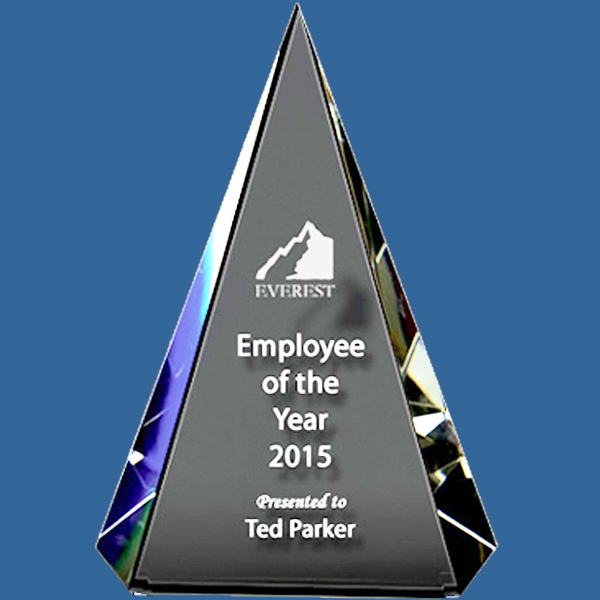 Tall triangular crystal corporate award