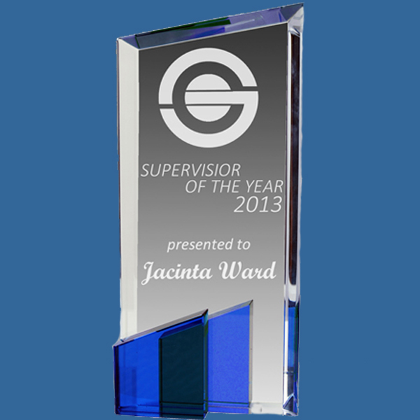 OCQ-T_BLr Trio Blue Crystal Award Trophy