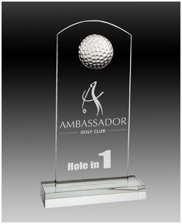 Crystal golf ball trophy