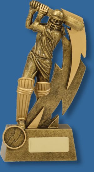 Shazam antique gold female batsman cricket trophy