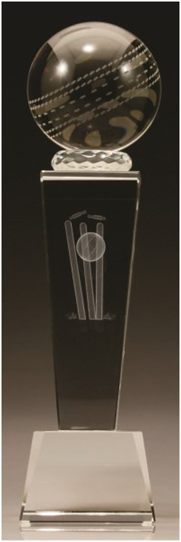 Crystal cricket trophy crystal award