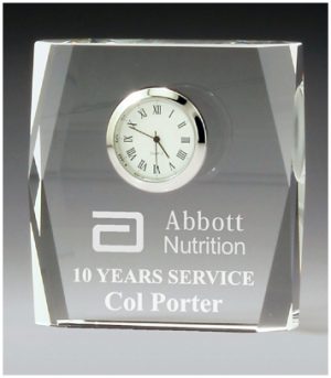 crystal rectangular clock business award