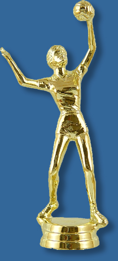 Volleyball trophy female gold figurine, serving action in bright gold colour, attaches to most bases