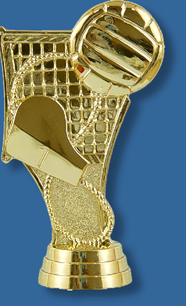 Volleyball gold theme figure, featuring ball, whistle and net in bright gold colour, attaches to most bases