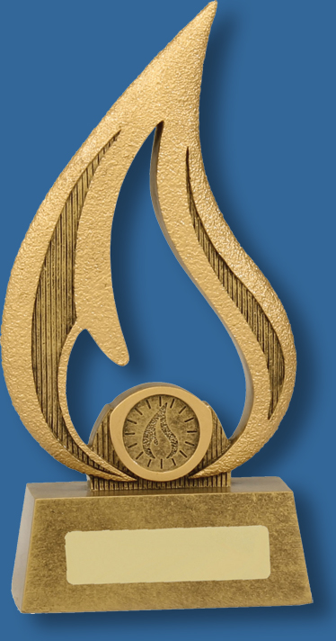 Achievement Award Generic Resin, flame series, antique gold colour