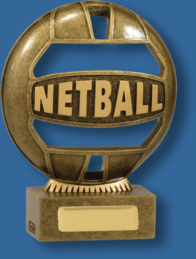 Netball Trophy Iconic Resin. The "Ball" is a vibrant and exciting design.