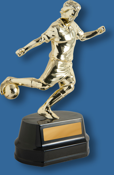 One piece soccer trophy
