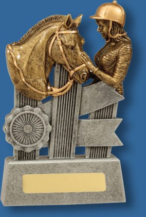 Silver ribbon horse head trophy