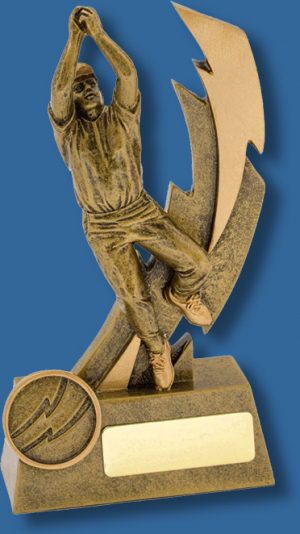 Shazam male antique gold fielder cricket trophy